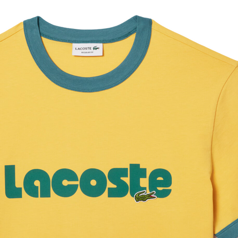Lacoste Printed Contrast Accent T-Shirt (Cornsilk/Hydro) - TH7531
