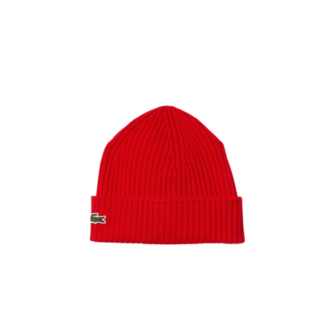 Lacoste Ribbed Wool Beanie (Red) - Lacoste