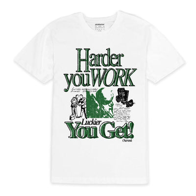 Outrank Harder You Work T-shirt (White/Green) - Outrank