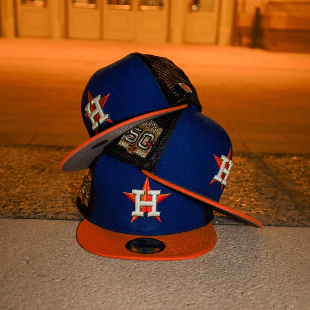 New Era Houston Astros 50th Anniversary Side Patch Fitted (Royal/Orange)