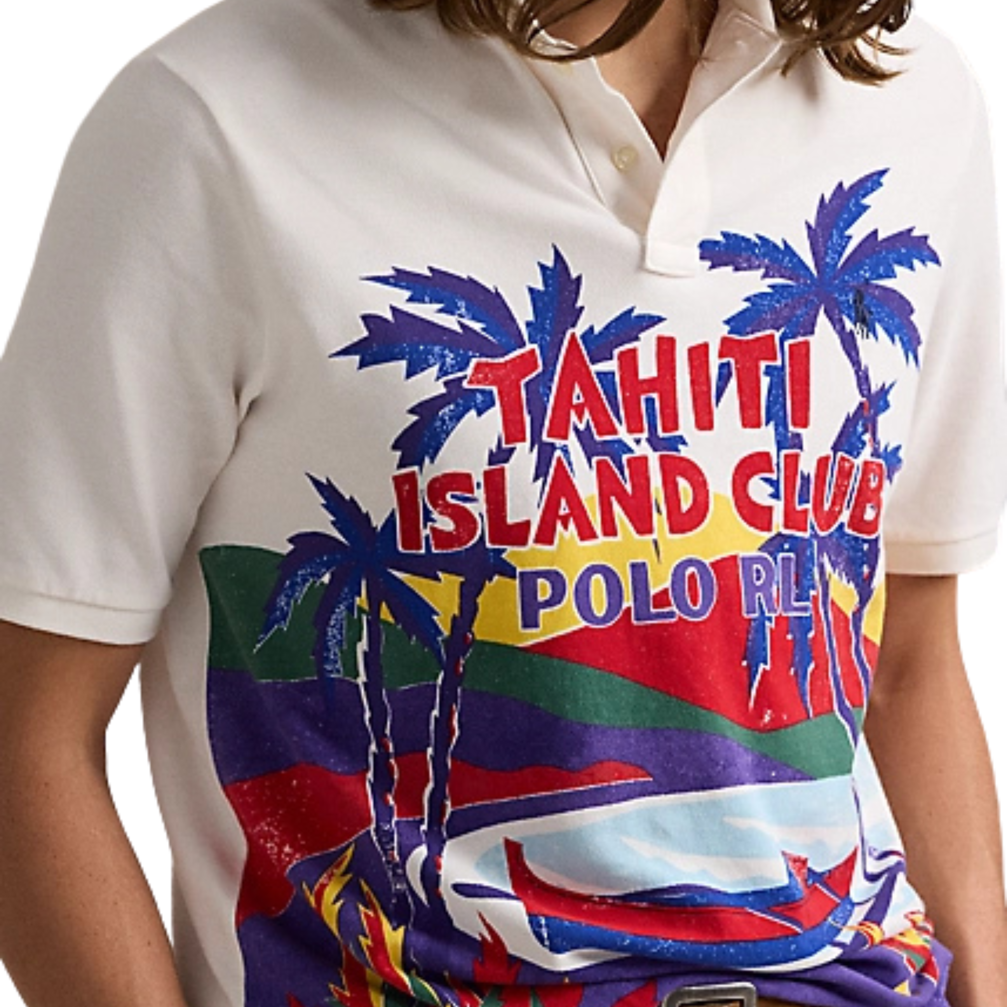 Polo Ralph Lauren Classic Fit Mesh Graphic Polo Shirt (Tahiti Island Club)