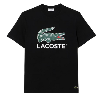 Lacoste Men's Cotton Jersey Signature Print T-Shirt (Black) - Lacoste