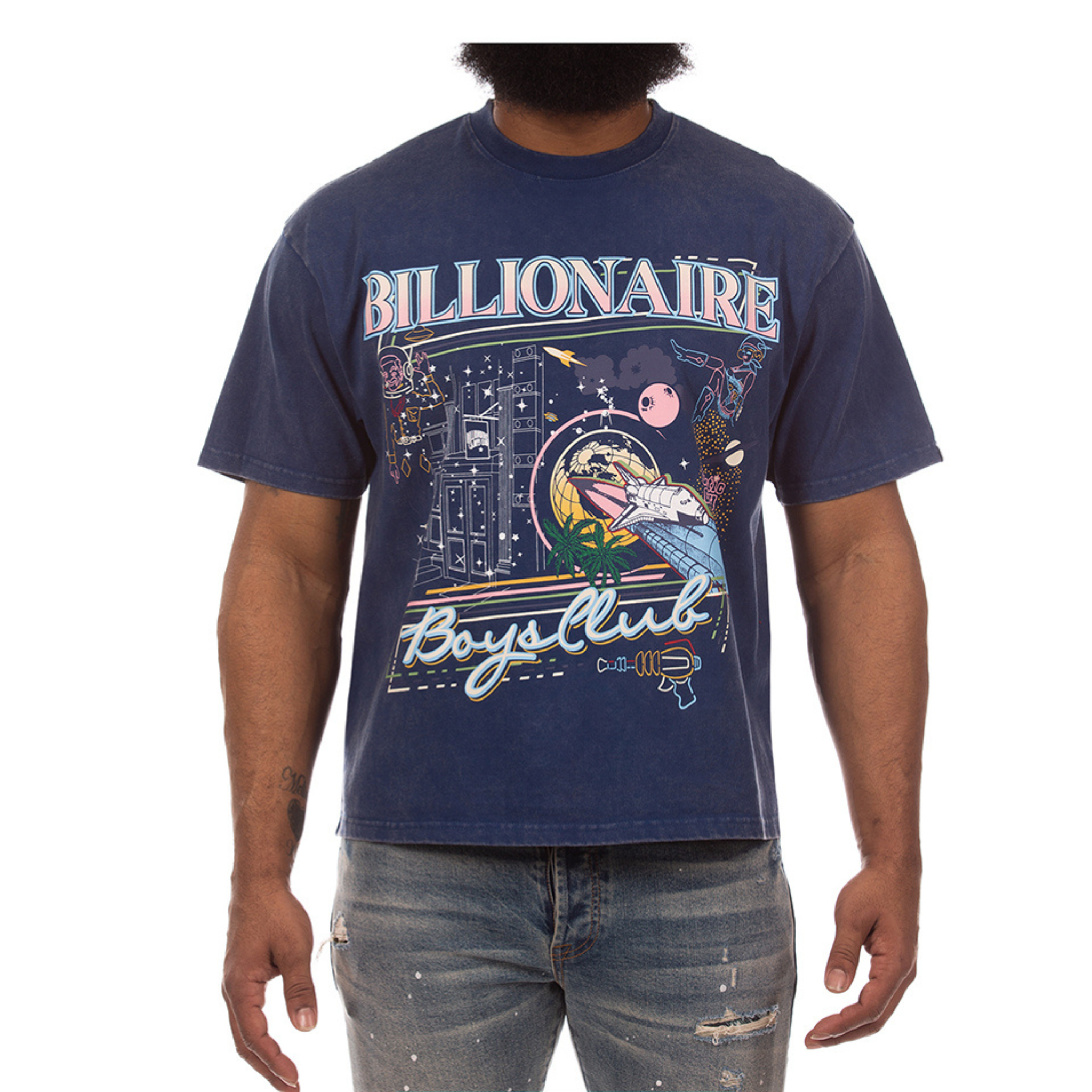 Billionaire Boys "To The Moon" SS (Cropped Fit) (Navy)
