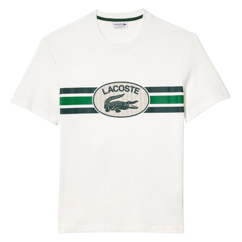 Lacoste  Men's Regular Fit Cotton Monogram T-Shirt (White) - Lacoste