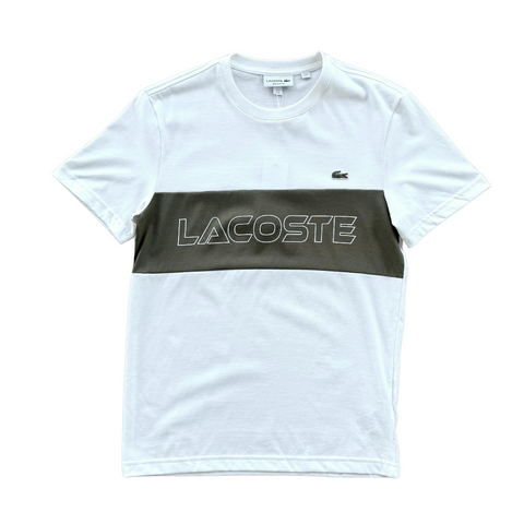 Lacoste Regular Fit Printed Colorblock T-shirt (White/Olive) - Lacoste