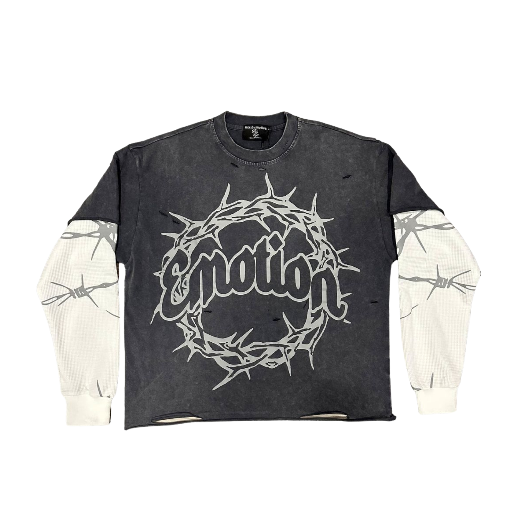 Mixed Emotion "Barbed Wire" Thermal LS T-Shirt (Washed Grey)