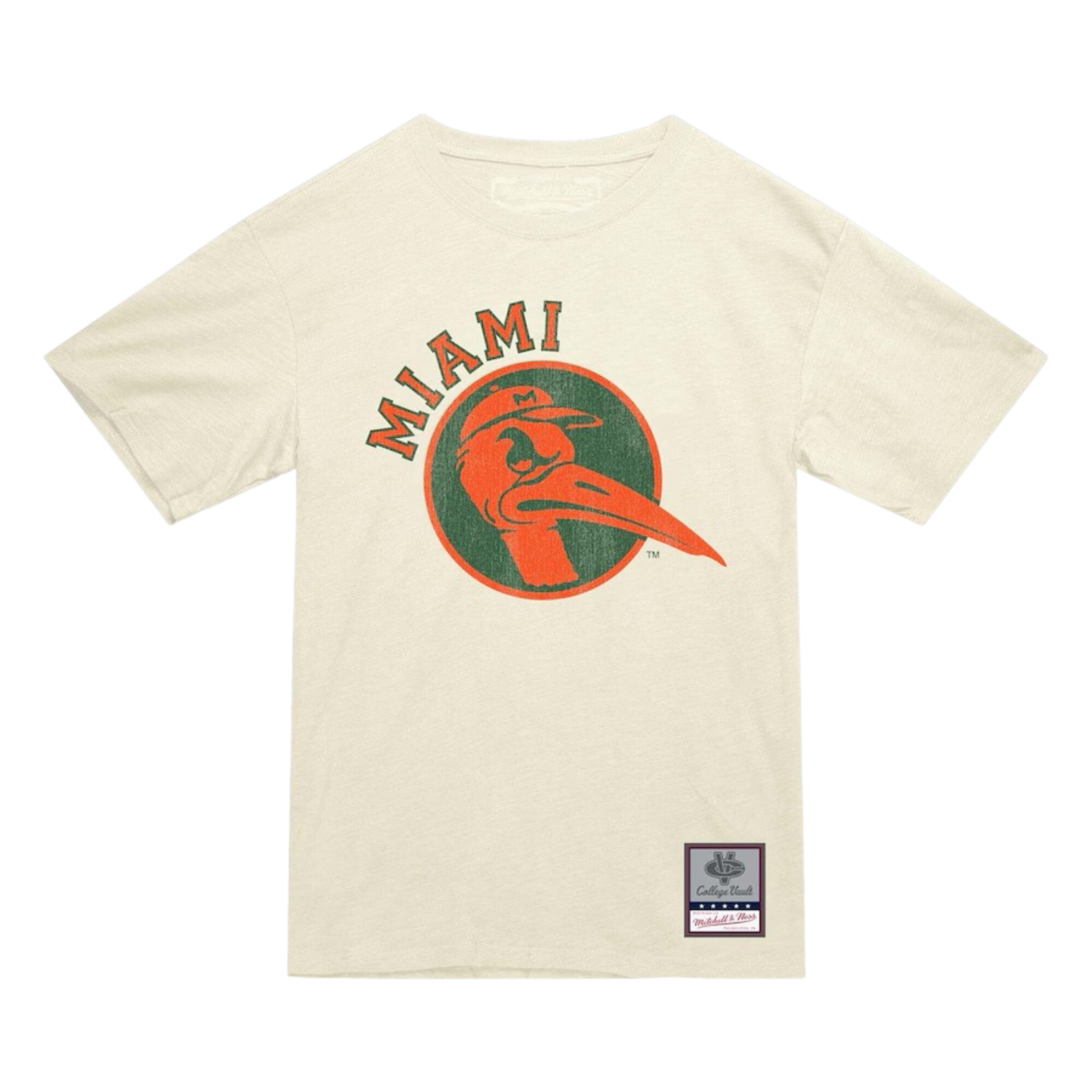 Mitchell & Ness Authentic Men's "Miami Hurricanes Retro Logo" T-Shirt (Cream)