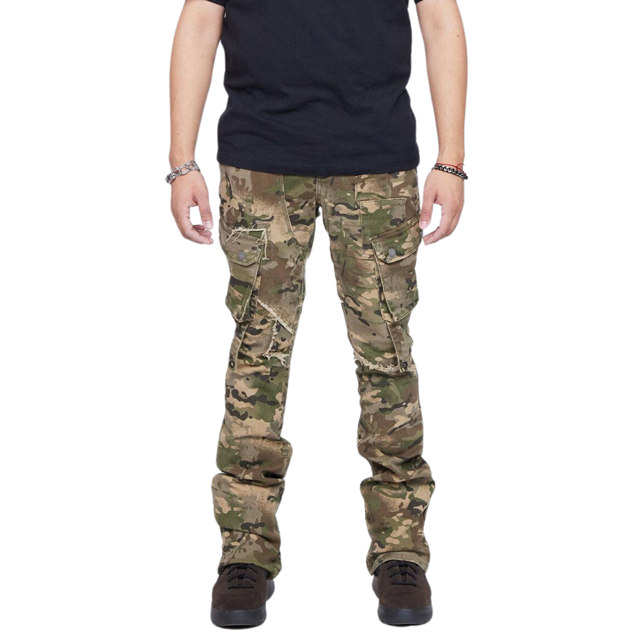 Valabasas Canteen Camo Stacked Flare Jeans - VALABASAS