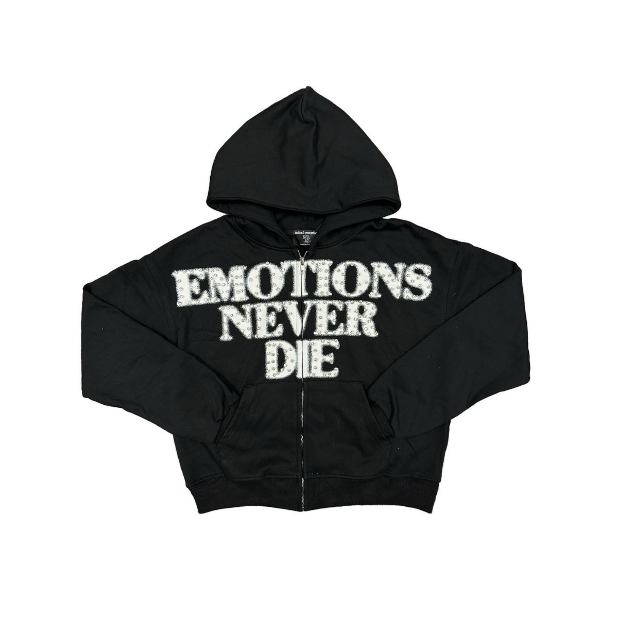 Mixed Emotion "Black End" Rhinestone Hoodie (Black)