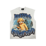 Mixed Emotion "White Angel" Sleeveless Rhinestone Tee (White)