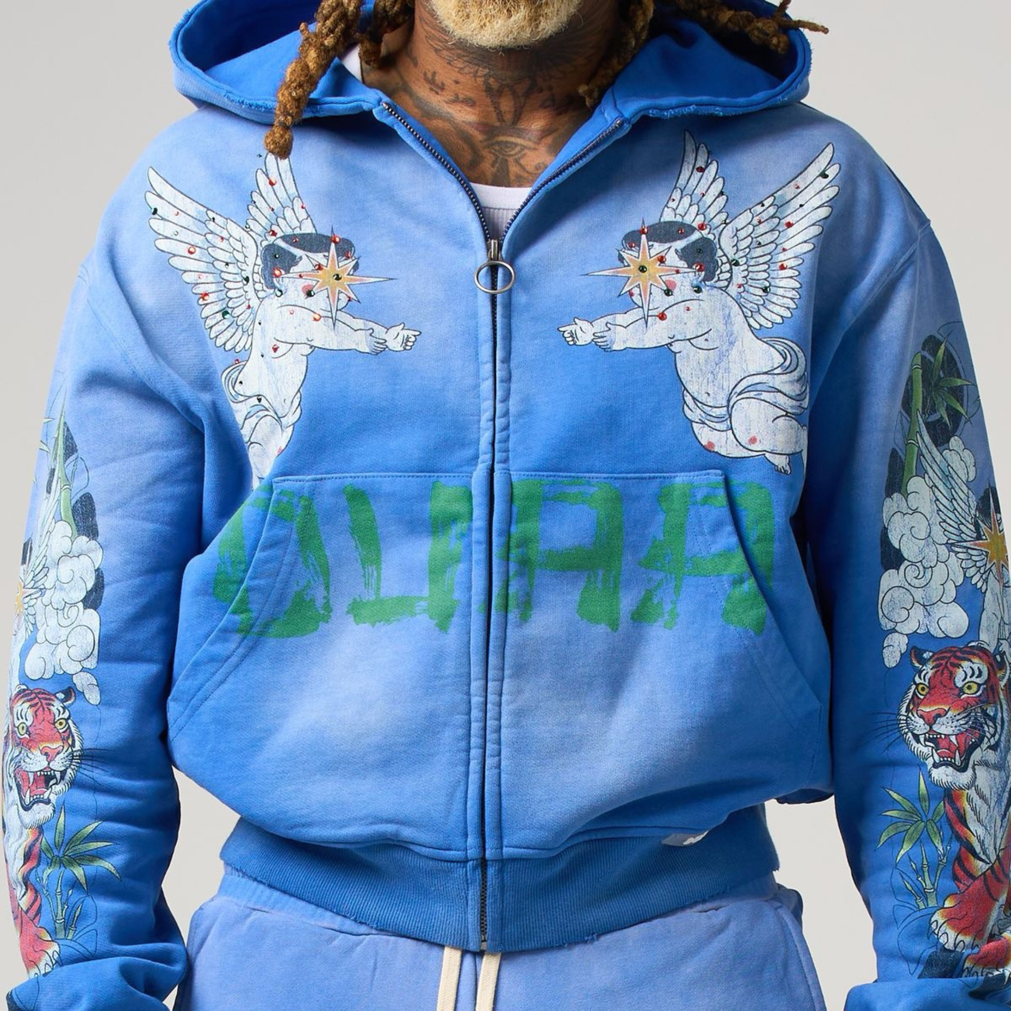 DUAA "Garden" Zip Up Hoodie (Blue) - DUAA