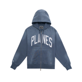 Paper Planes Arched Zip Up Hoodie (Steel Blue)