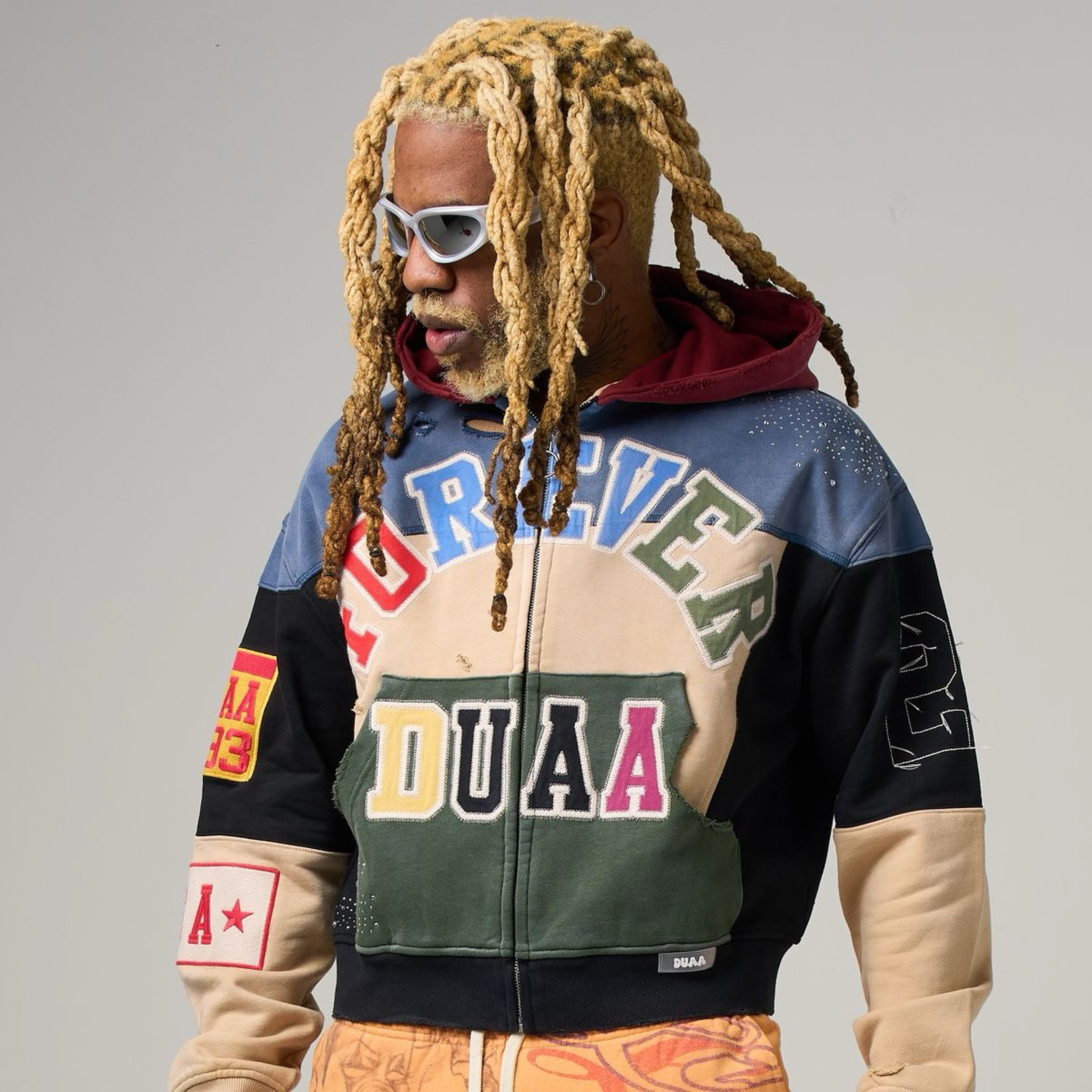 DUAA "College" Zip Up Hoodie (Multi) - DUAA
