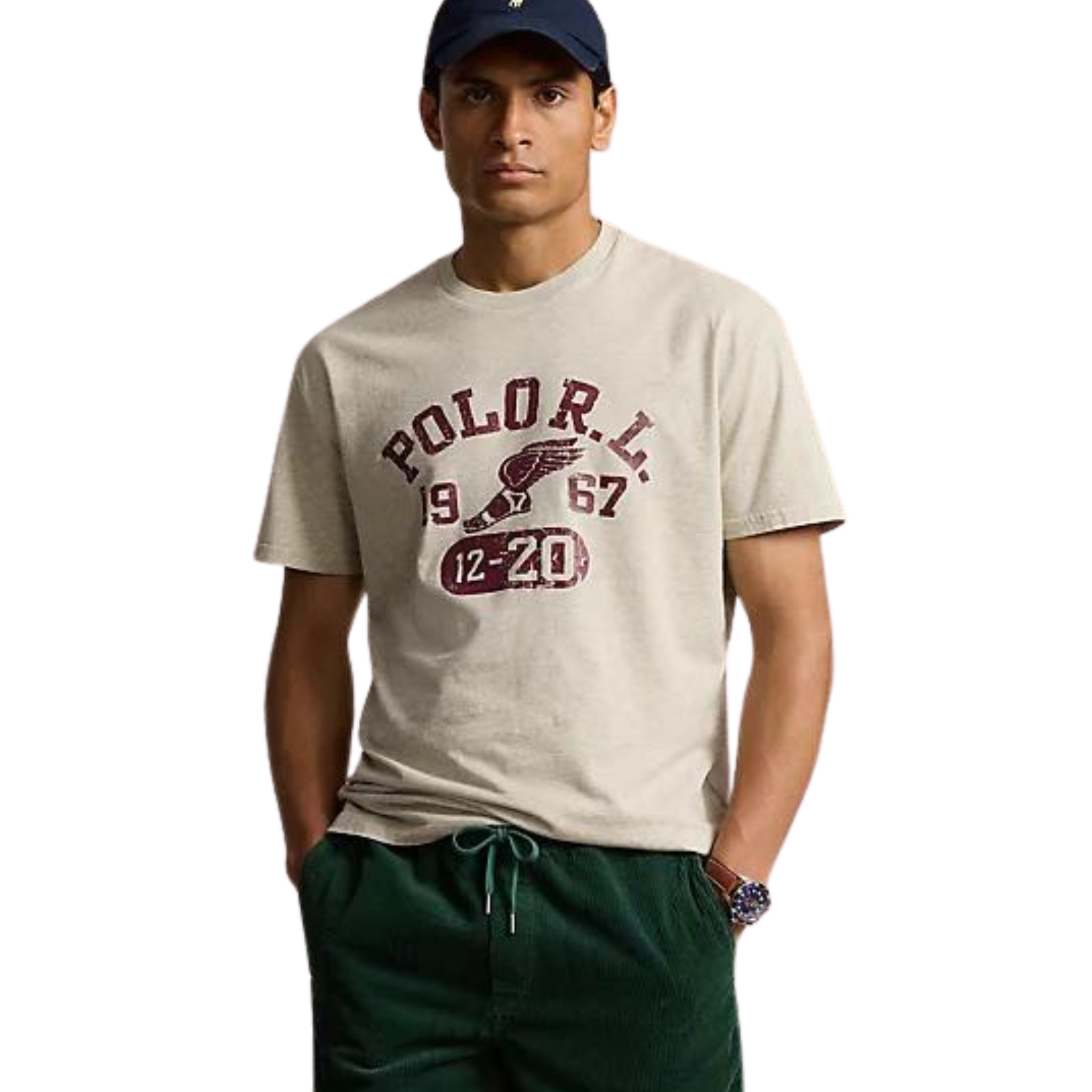 Polo Ralph Lauren Jersey Graphic T-Shirt (Vintage Heather Grey)