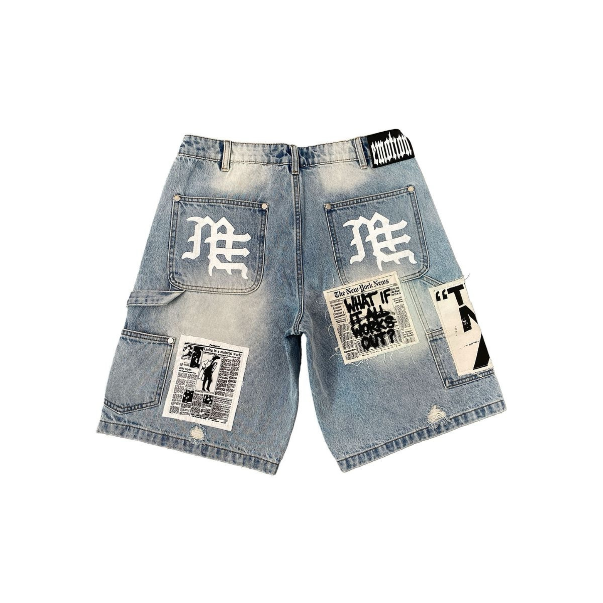 Mixed Emotion “AI” Denim shorts (Blue) - Mixed Emotion