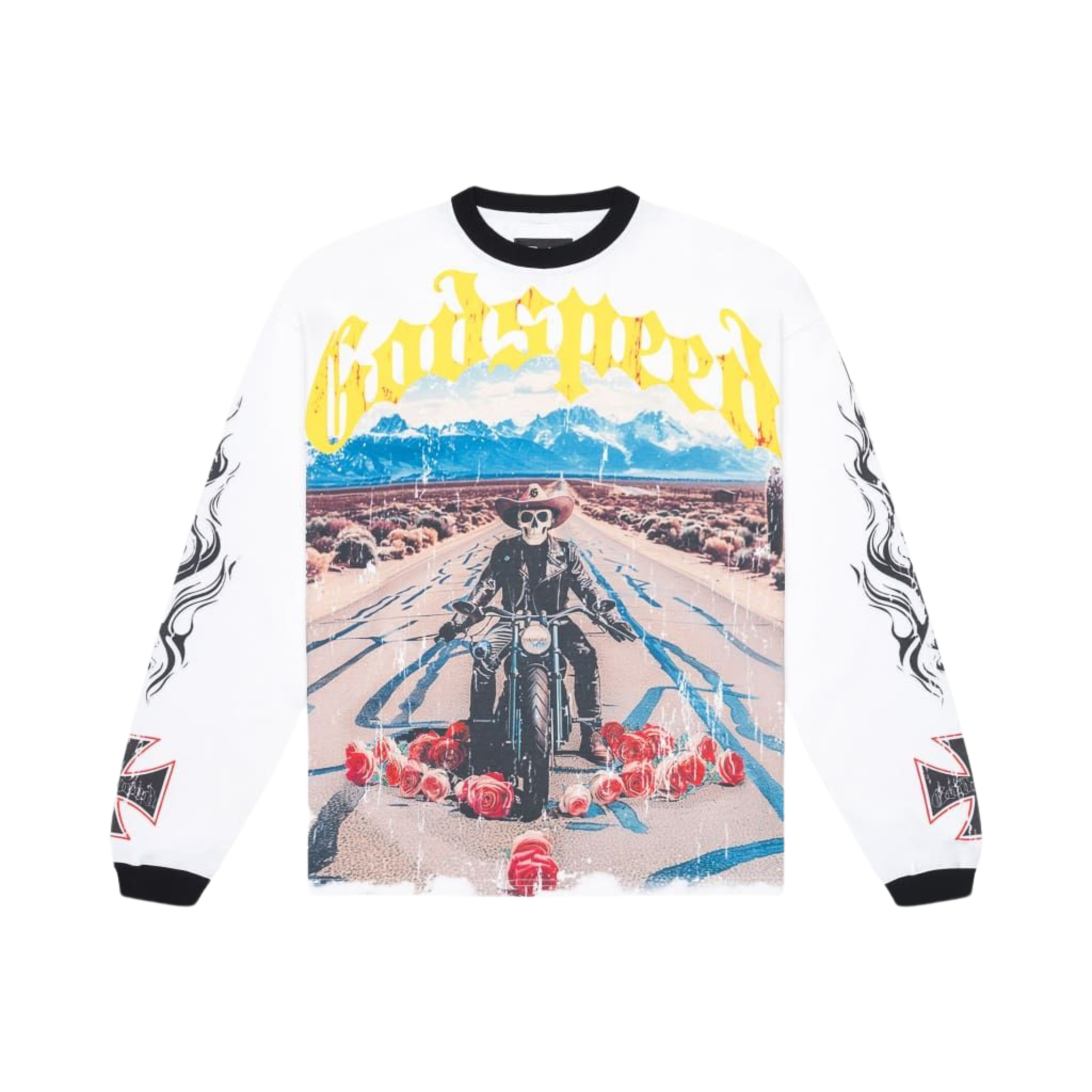 Godspeed Long Lonely Road LS T-Shirt (White/Black)