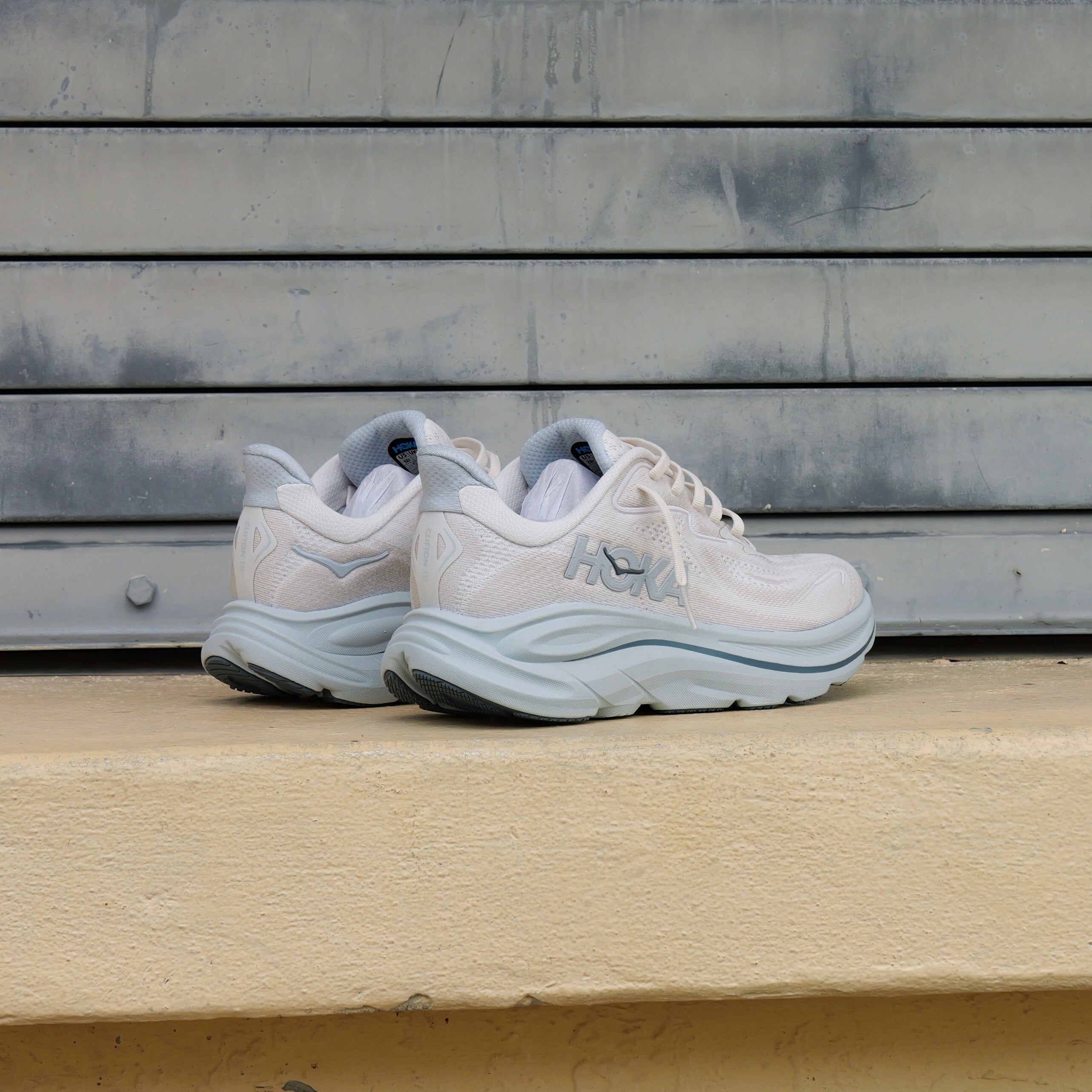 Womens HOKA Clifton 10 (Grout/Mineral Blue) - HOKA