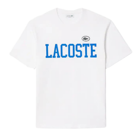Lacoste COTTON CONTRAST PRINT & BADGE T-SHIRT (White) - Lacoste