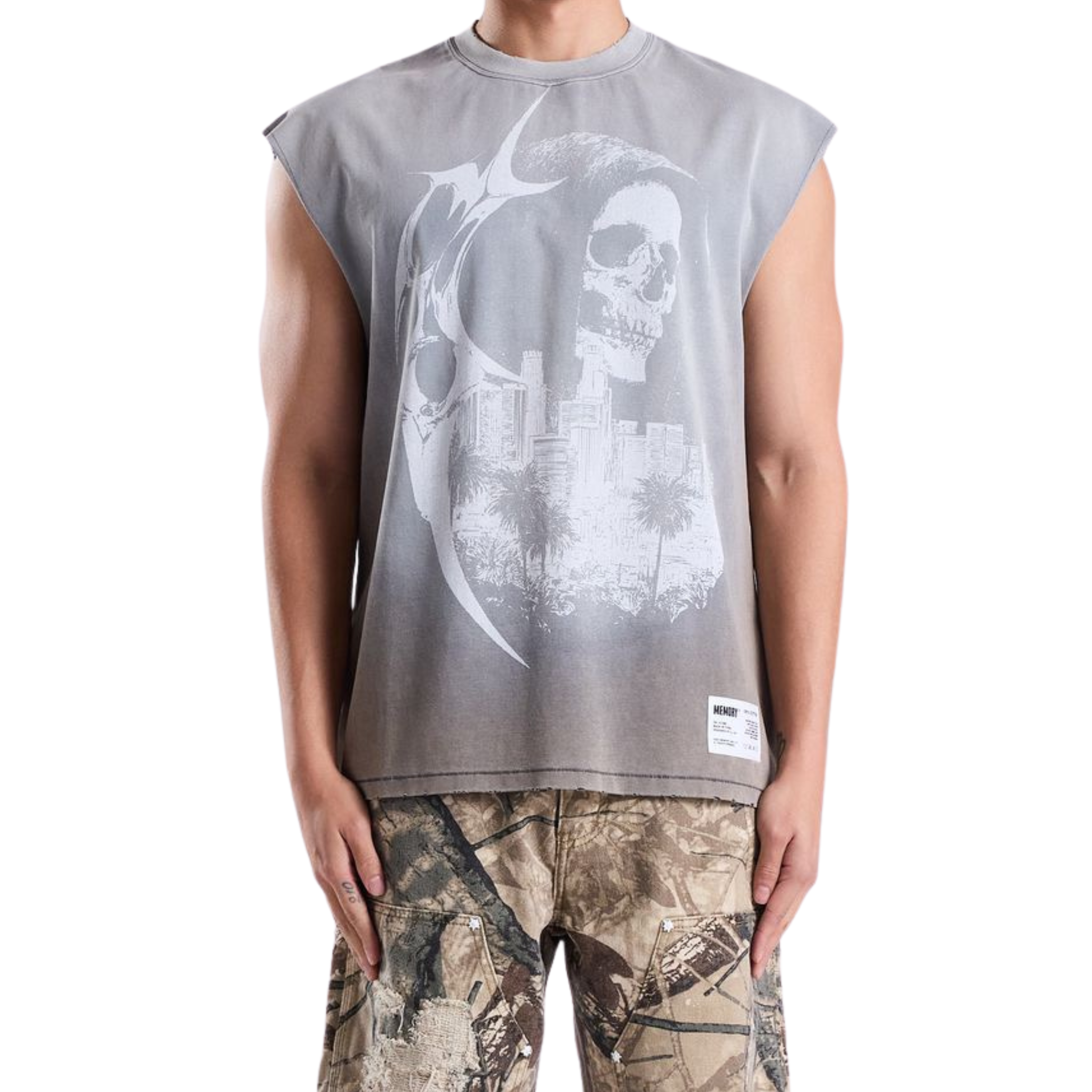 Memory Lane "Night Watcher" Sleeveless Tee (Vintage Gray)