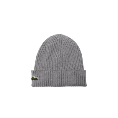 Lacoste Ribbed Wool Beanie (Grey)