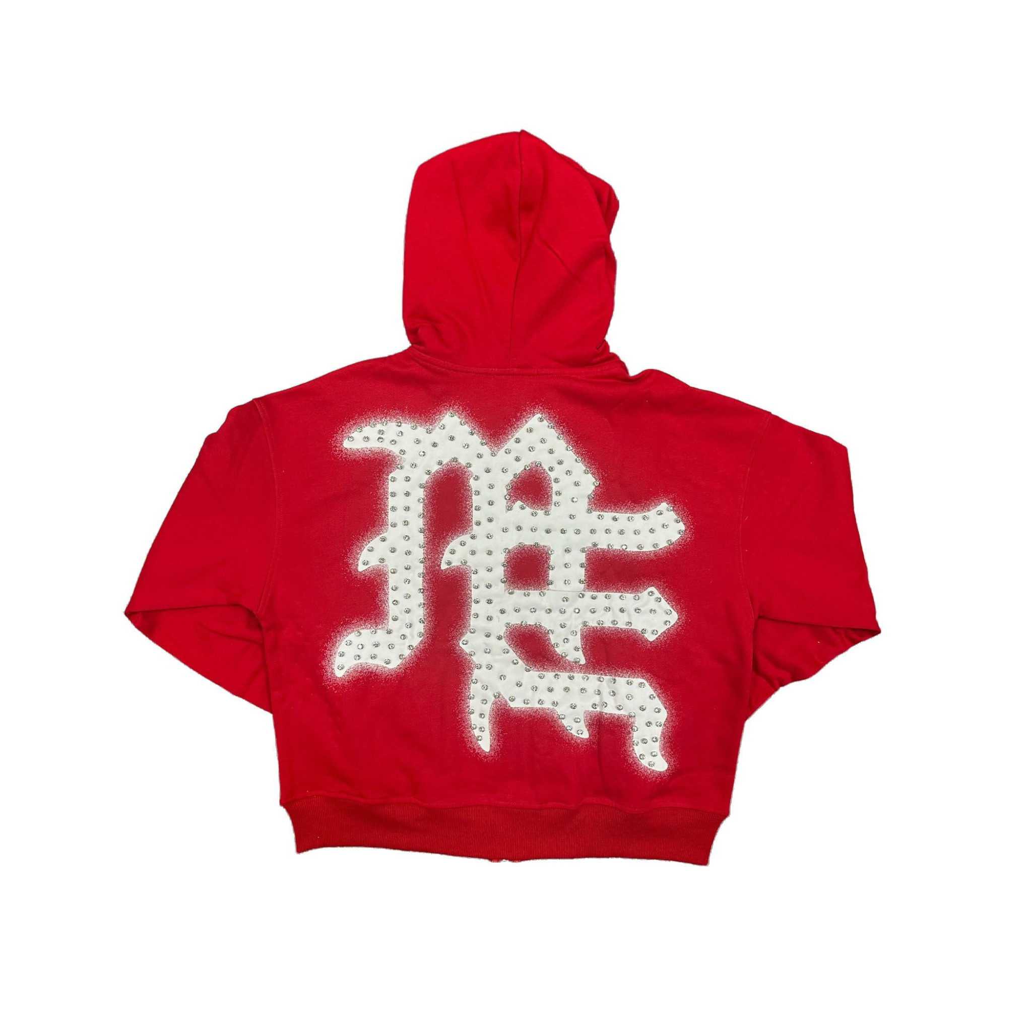 Mixed Emotion "Red End" Rhinestone Hoodie (Red)