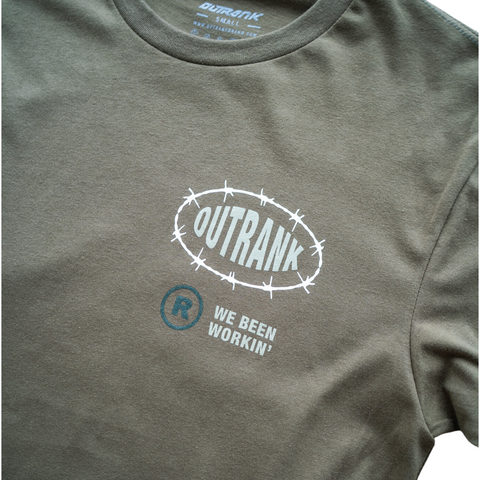 Outrank We Been Working T-shirt (Khaki Green/Maroon) - Outrank
