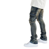 VALABASAS "ONYX" Dirty Wash Stacked Flared Jeans