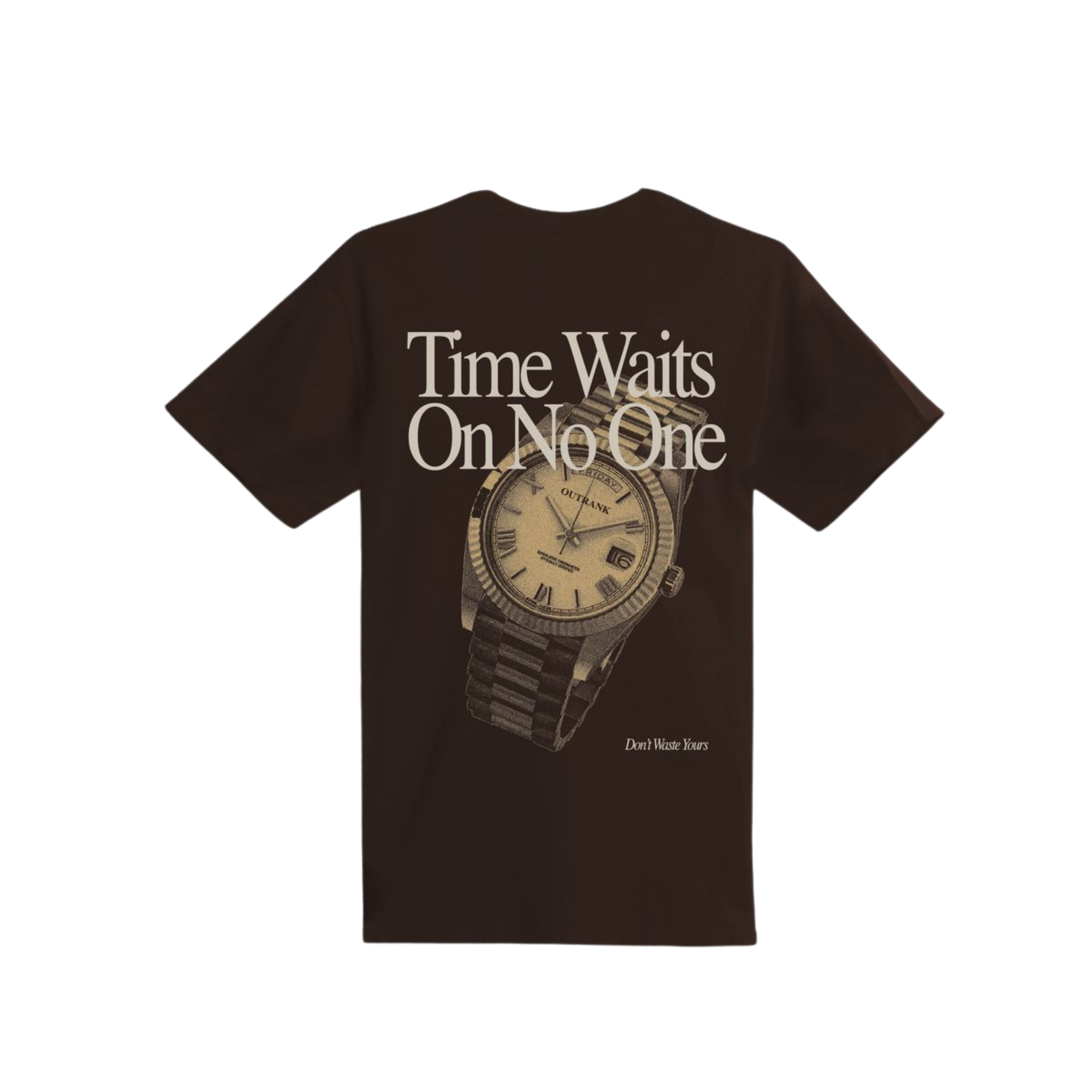 Outrank Time Waits On No One Tee (Dark Chocolate)