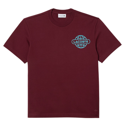 Lacoste Unisex Printed Heavy Cotton Jersey T-Shirt (Bordeaux) - Lacoste