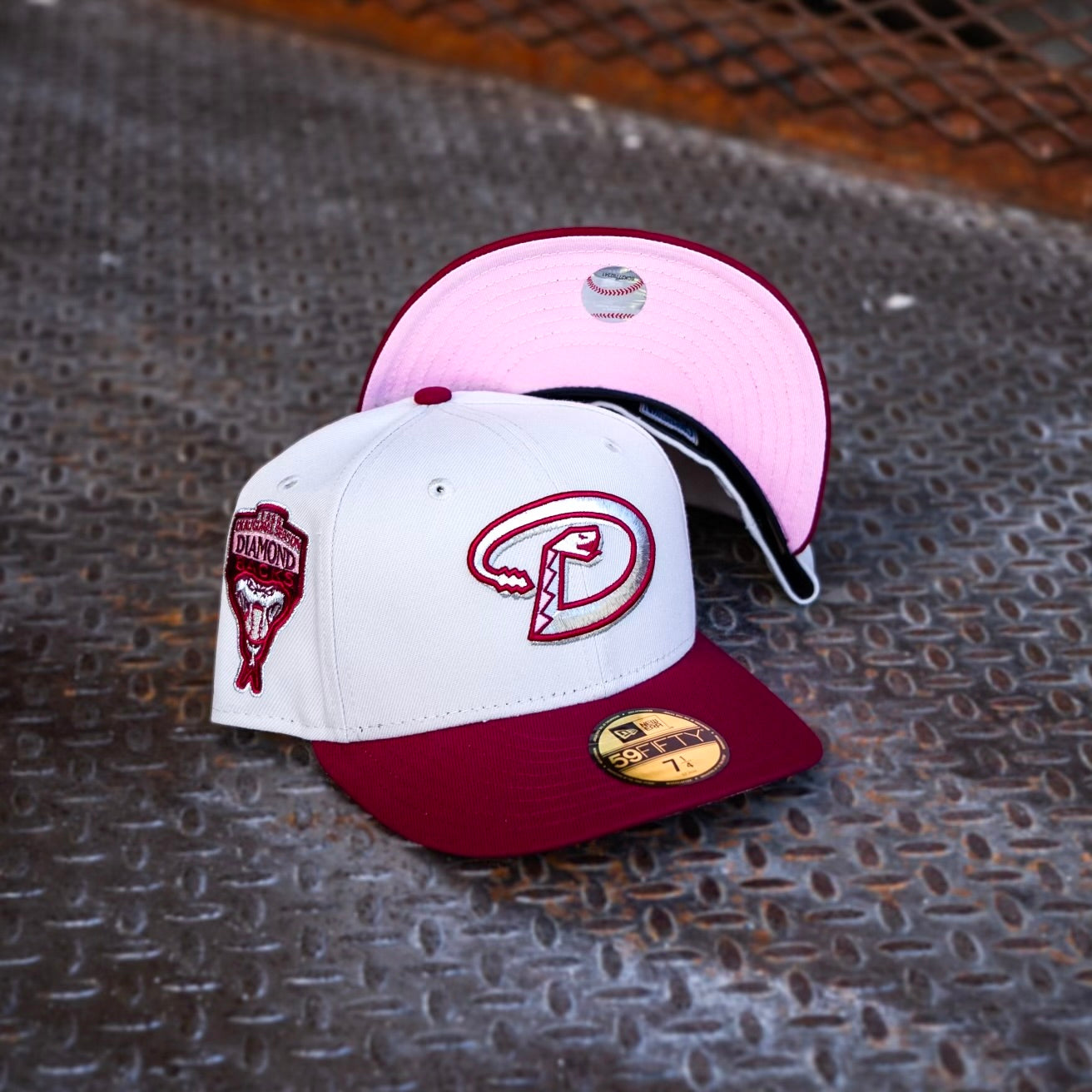 New Era Arizona Diamondbacks 1998 Inaugural Season Pink UV (Stone/Cardinal) 59Fifty Fitted