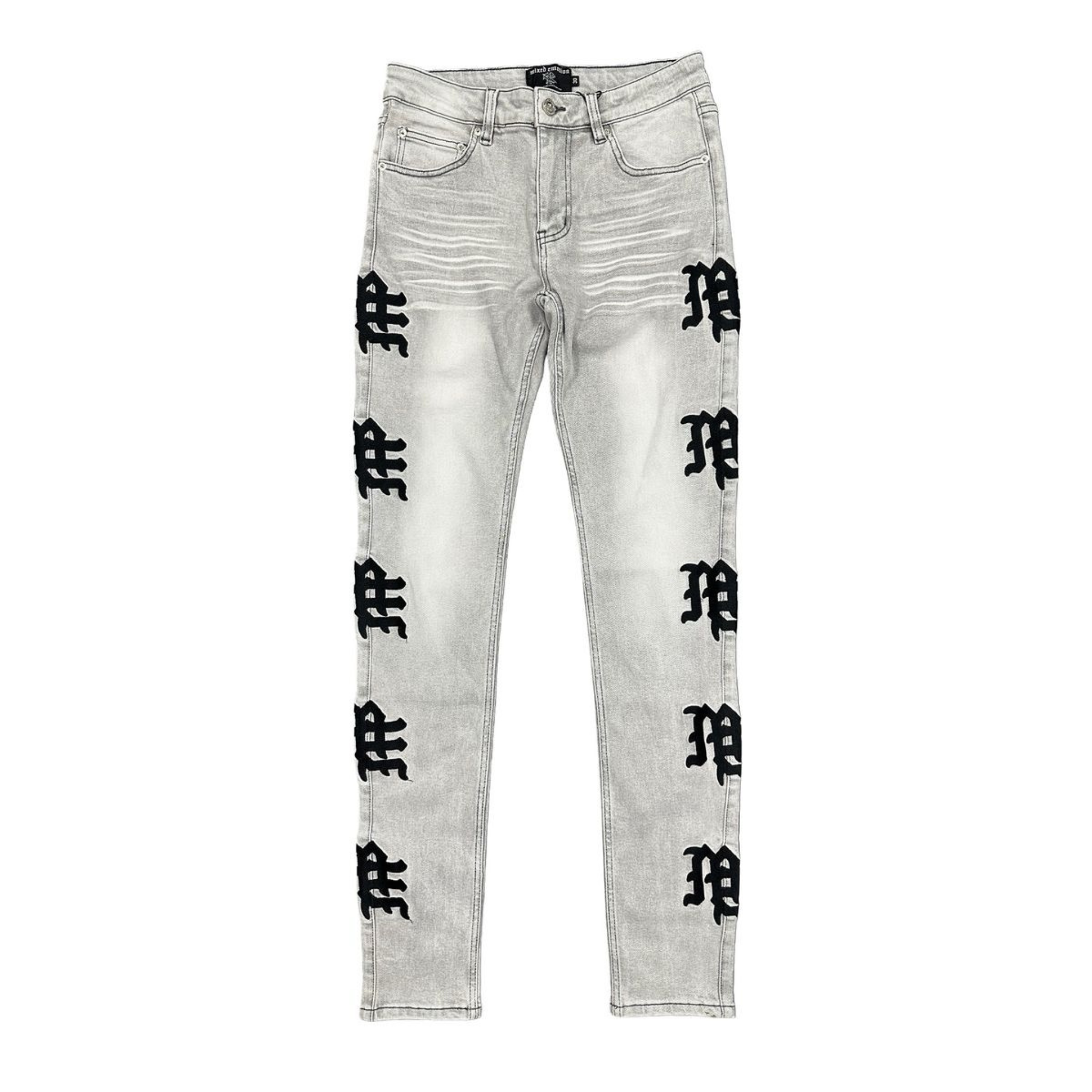 Mixed Emotion "Monogram" Denim (Grey Wash)