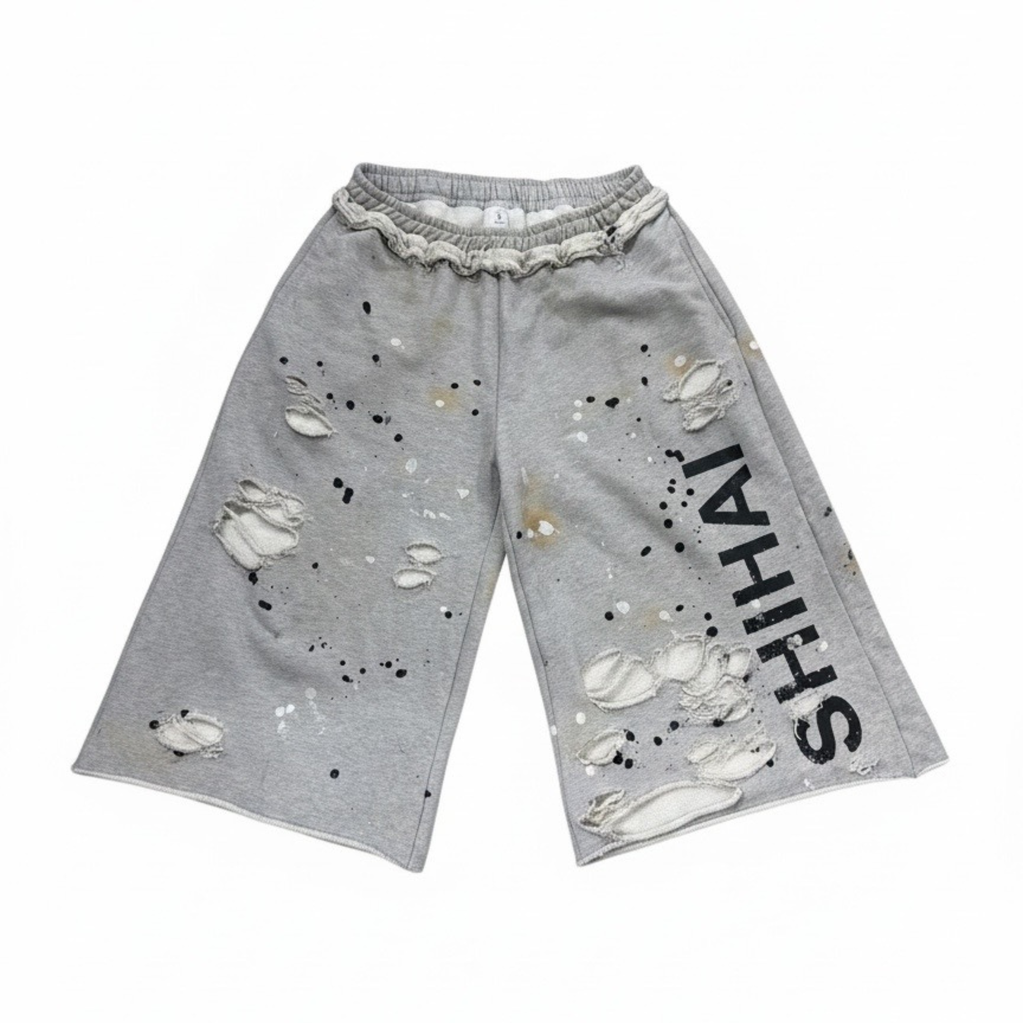SHIHAI "BROKEN" QRT Shorts (Grey) - SHIHAI KASSORO