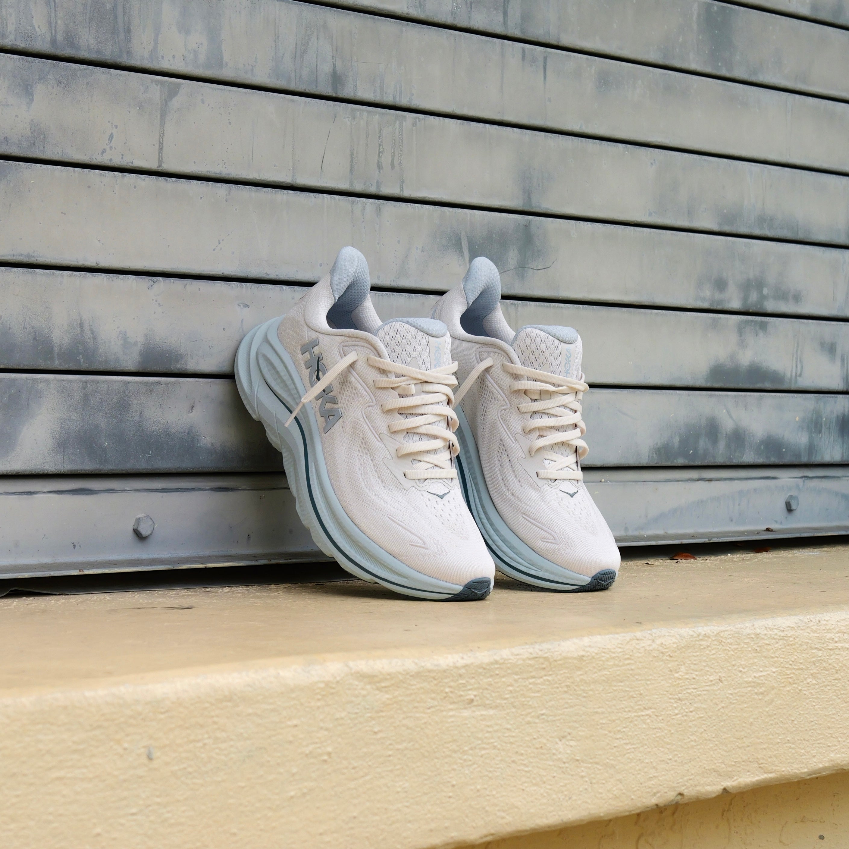 Womens HOKA Clifton 10 (Grout/Mineral Blue) - HOKA