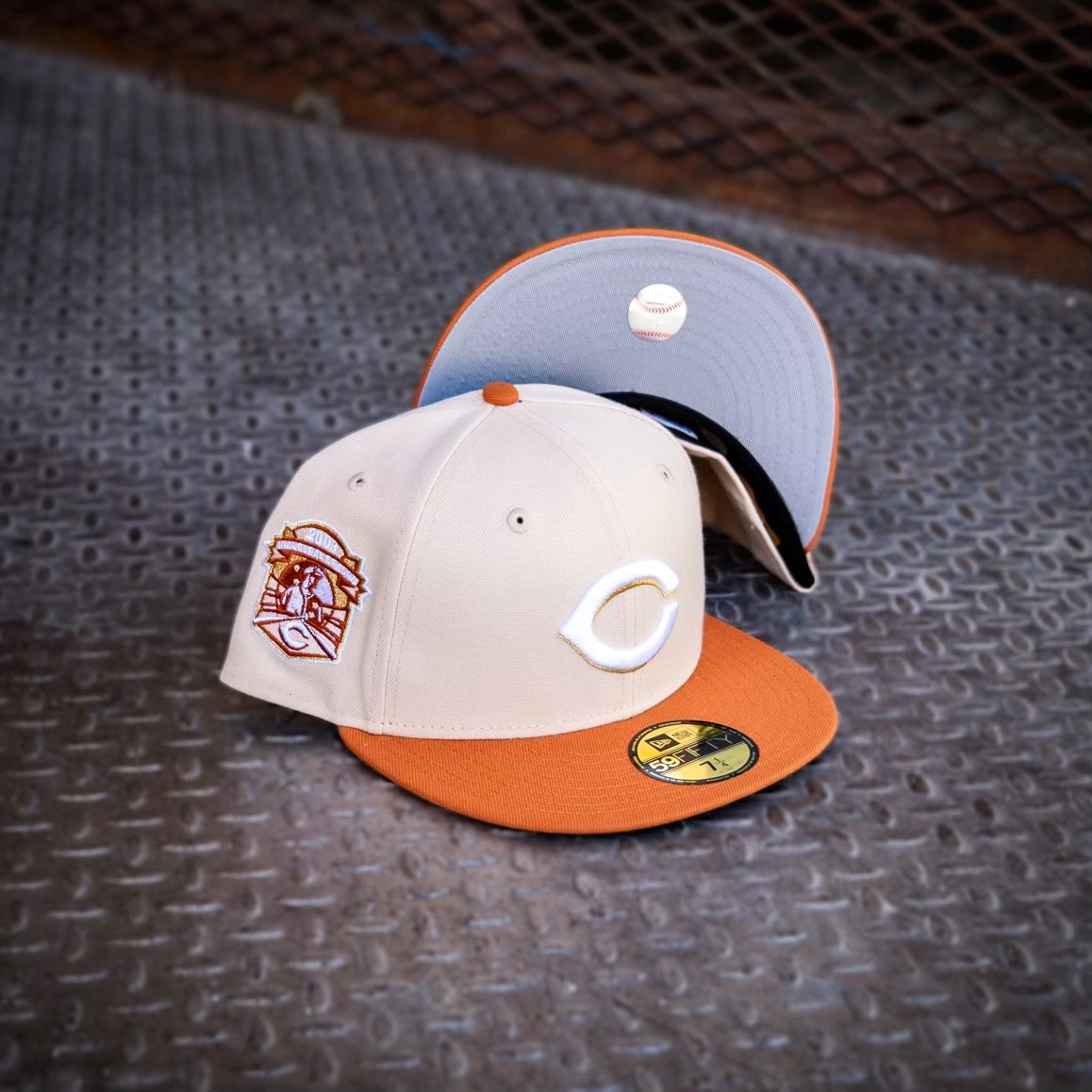 Cincinnati Reds 2003 Inaugural Season Grey UV (Mango Mocha/Orange) 59Fifty Fitted