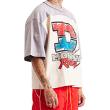 DSM "Racing" Yoke Tee-Antique White/Grey