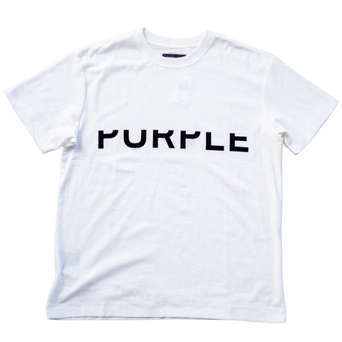 Purple Brand Half Text T-shirt (White) - PURPLE BRAND