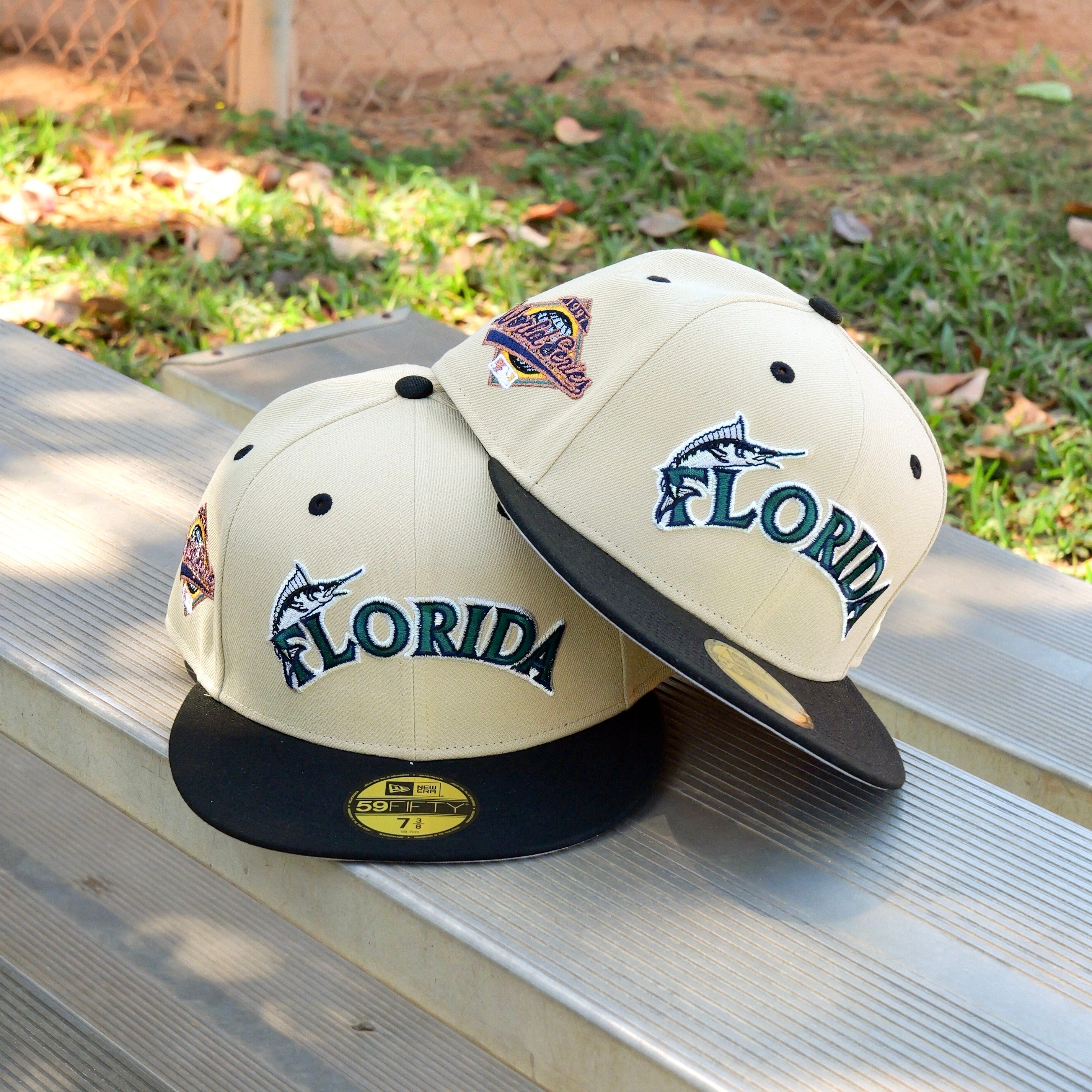 New Era Florida Marlins Grey UV 59Fifty Fitted (Vegas Gold/Black) - New Era