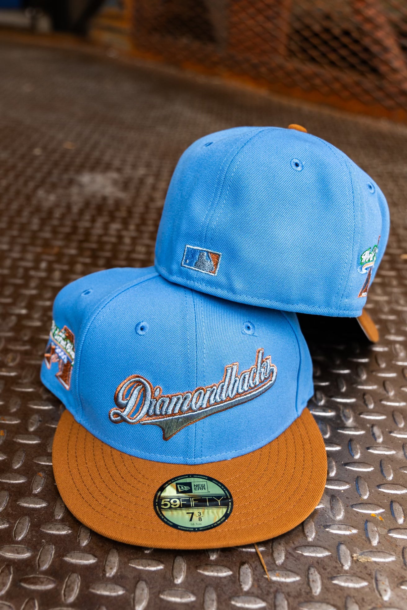 New Era Arizona Diamondbacks 2001 World Series Champions Grey UV 59Fifty Fitted (Air Force Blue/Peanut)