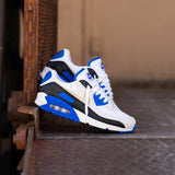 Mens Nike Air Max 90 Premium (White/Khaki/Racer Blue/Black)