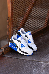 Mens Nike Air Max 90 Premium (White/Khaki/Racer Blue/Black)