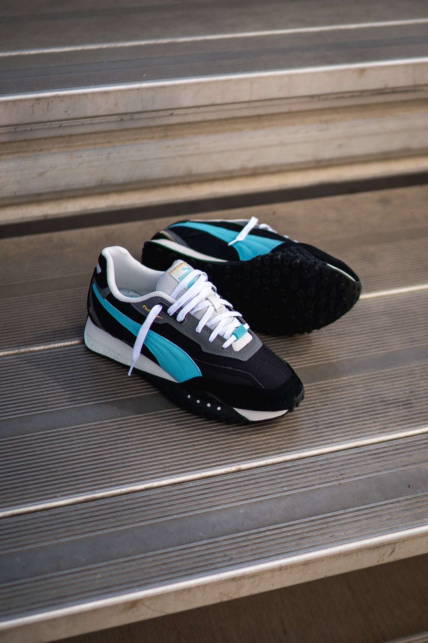 Mens Puma Blacktop Rider Lithium (Black/Team Aqua) - Puma