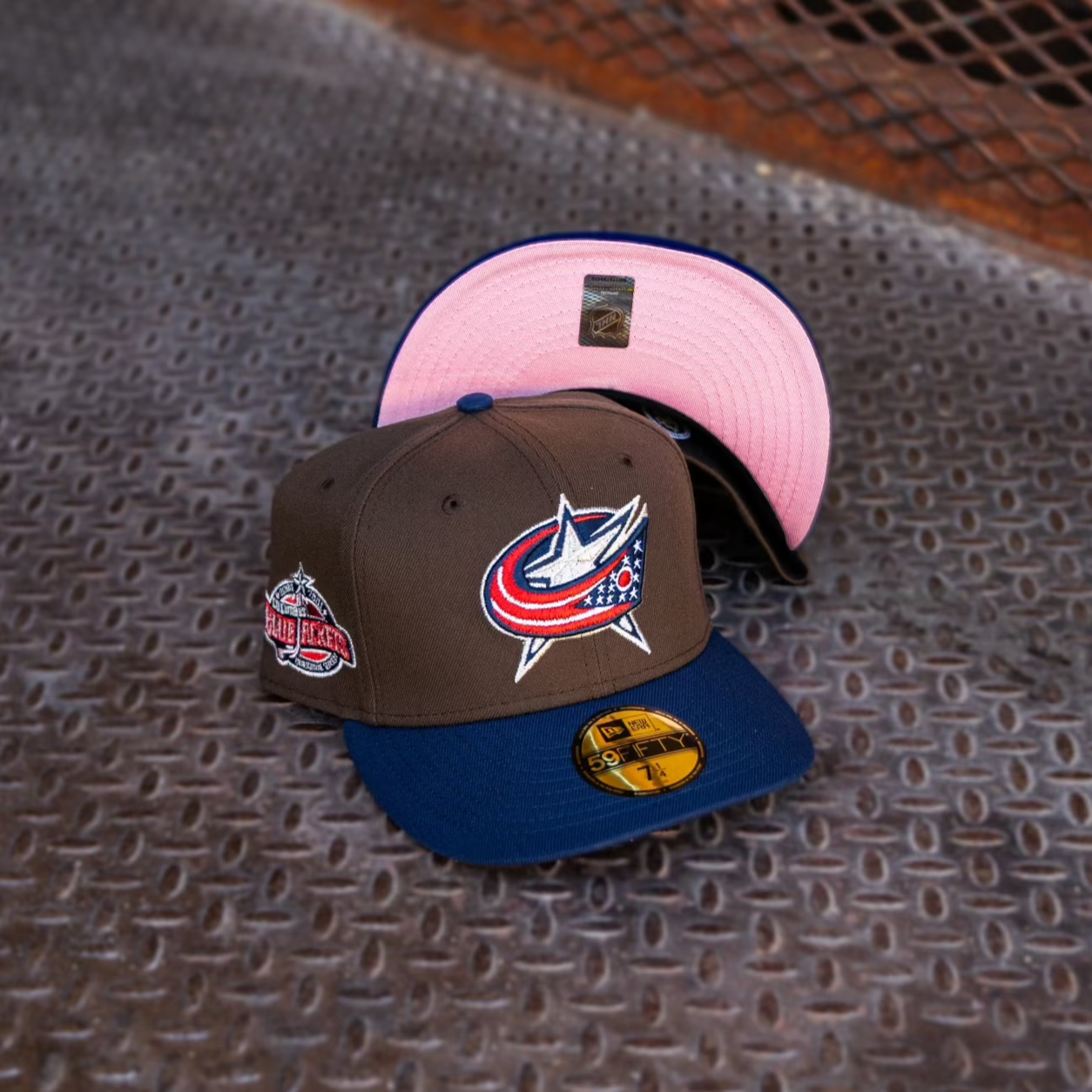 New Era Columbus Blue Jackets Inaugural Season Pink UV (Brown/Navy) 59Fifty Fitted