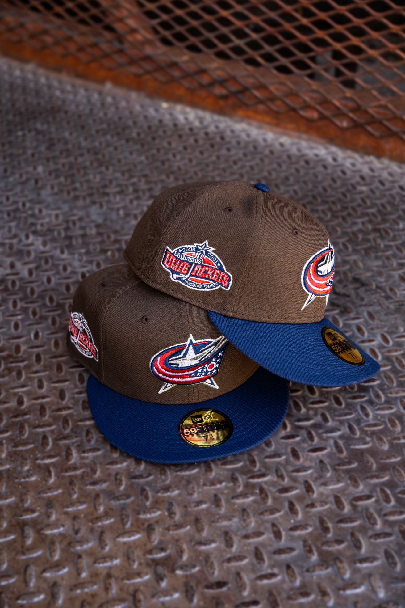 New Era Columbus Blue Jackets Inaugural Season Pink UV (Brown/Navy) 59Fifty Fitted