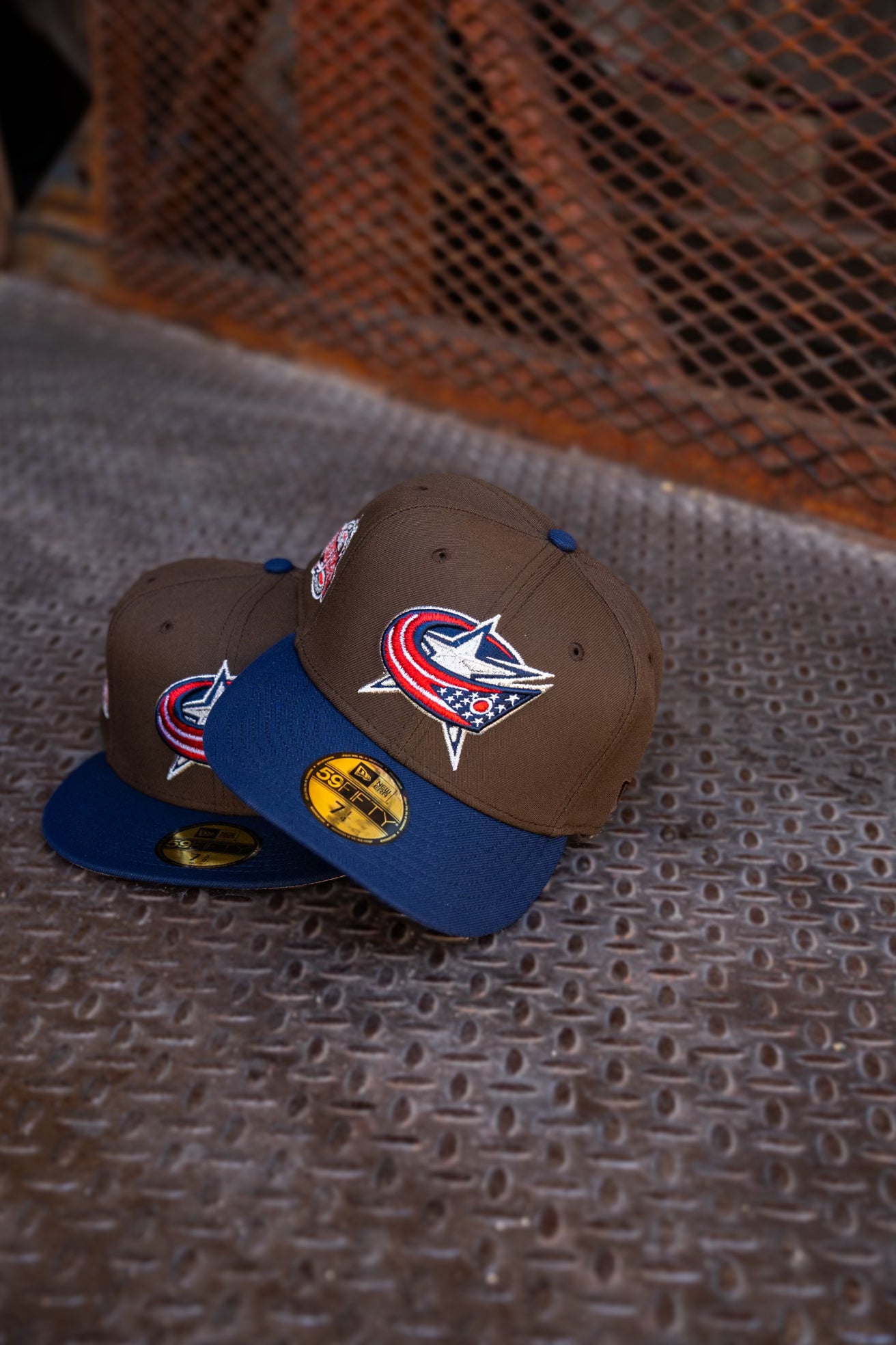 New Era Columbus Blue Jackets Inaugural Season Pink UV (Brown/Navy) 59Fifty Fitted