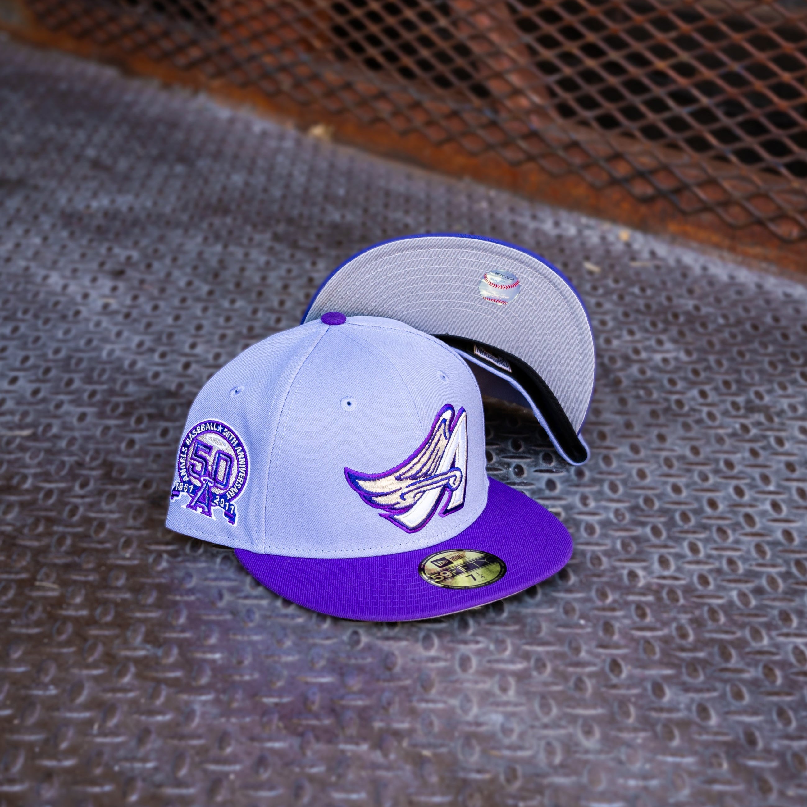 New Era Anaheim Angels 50th Anniversary Grey UV (Lavender/Purple) 59Fifty Fitted