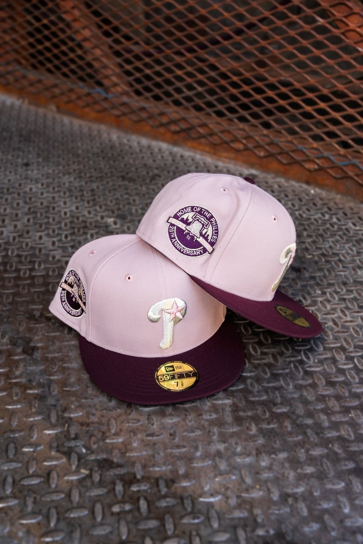 New Era Philadelphia Phillies 20th Anniversary Grey UV (Pink/Maroon) 59Fifty Fitted