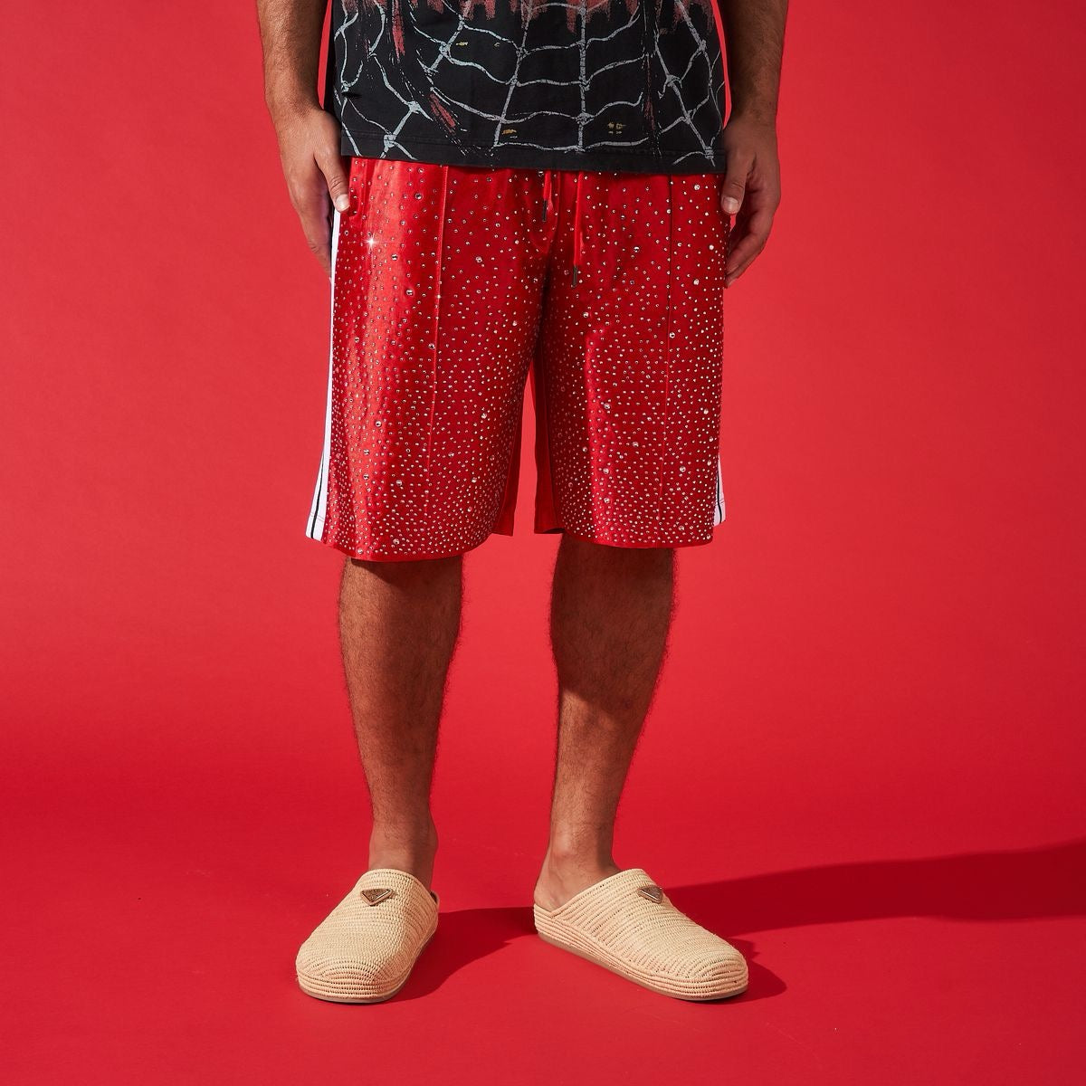 DUAA ''FLOURISH'' RED STONE TRACK SHORT - DUAA