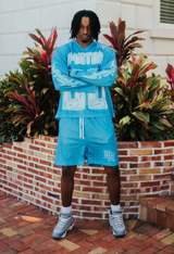 MIXED EMOTION- Blue 'Lightning' Shorts - Mixed Emotion
