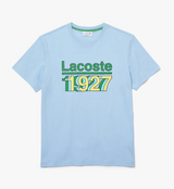 LACOSTE 1927 Crew Neck Vintage Printed Cotton T-shirt (Light Blue) - Lacoste