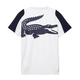 Lacoste SPORT Crocodile Print Tennis T-Shirt (White/Navy) - Lacoste